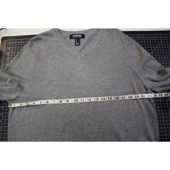 Lands' End Outfitters V neck Sweater Large Grey 80% Cotton & 20% Modal - Picture 8 of 12